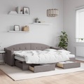 vidaXL, vidaXL Tagesbett Ausziehbar mit Schubladen Taupe 80x200 cm Stoff