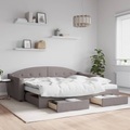 vidaXL, vidaXL Tagesbett Ausziehbar mit Schubladen Taupe 90x200 cm Stoff