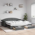 vidaXL, vidaXL Tagesbett Ausziehbar mit Schubladen Dunkelgrau 100x200 cm Stoff