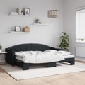 vidaXL, vidaXL Tagesbett Ausziehbar Schwarz 80x200 cm Stoff