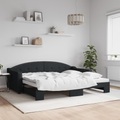 vidaXL, vidaXL Tagesbett Ausziehbar Schwarz 90x200 cm Stoff