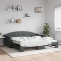 vidaXL, vidaXL Tagesbett Ausziehbar Dunkelgrau 100x200 cm Stoff