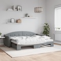 vidaXL, vidaXL Tagesbett Ausziehbar mit Matratze Hellgrau 80x200 cm Stoff