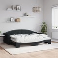 vidaXL, vidaXL Tagesbett Ausziehbar mit Matratzen Schwarz 80x200 cm Stoff