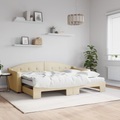 vidaXL, vidaXL Tagesbett Ausziehbar mit Matratzen Creme 80x200 cm Stoff