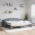 vidaXL, vidaXL Tagesbett Ausziehbar mit Matratze Hellgrau 90x200 cm Stoff