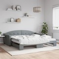 vidaXL, vidaXL Tagesbett Ausziehbar mit Matratze Hellgrau 100x200 cm Stoff