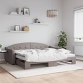 vidaXL, vidaXL Tagesbett Ausziehbar mit Matratzen Taupe 90x200 cm Stoff