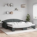 vidaXL, vidaXL Tagesbett Ausziehbar mit Matratzen Dunkelgrau 100x200 cm Stoff