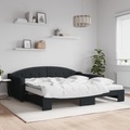 vidaXL, vidaXL Tagesbett Ausziehbar mit Matratzen Schwarz 100x200 cm Stoff