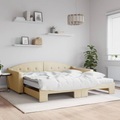 vidaXL, vidaXL Tagesbett Ausziehbar mit Matratzen Creme 100x200 cm Stoff