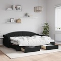 vidaXL, vidaXL Tagesbett Ausziehbar mit Schubladen Schwarz 80x200 cm Stoff