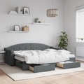 vidaXL, vidaXL Tagesbett Ausziehbar mit Schubladen Dunkelgrau 80x200 cm Stoff
