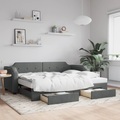 vidaXL, vidaXL Tagesbett Ausziehbar mit Schubladen Dunkelgrau 80x200 cm Stoff