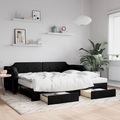 vidaXL, vidaXL Tagesbett Ausziehbar mit Schubladen Schwarz 90x200 cm Stoff