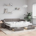 vidaXL, vidaXL Tagesbett Ausziehbar mit Schubladen Taupe 100x200 cm Stoff