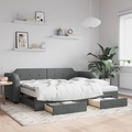 vidaXL, vidaXL Tagesbett Ausziehbar mit Schubladen Dunkelgrau 90x200 cm Stoff