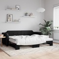 vidaXL, vidaXL Tagesbett Ausziehbar Schwarz 90x200 cm Stoff