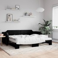 vidaXL, vidaXL Tagesbett Ausziehbar mit Matratzen Schwarz 80x200 cm Stoff