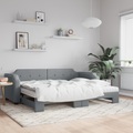 vidaXL, vidaXL Tagesbett Ausziehbar mit Matratze Hellgrau 80x200 cm Stoff