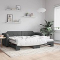 vidaXL, vidaXL Tagesbett Ausziehbar mit Matratzen Dunkelgrau 90x200 cm Stoff