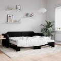 vidaXL, vidaXL Tagesbett Ausziehbar mit Matratzen Schwarz 90x200 cm Stoff
