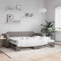 vidaXL, vidaXL Tagesbett Ausziehbar mit Matratzen Taupe 100x200 cm Stoff