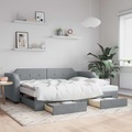 vidaXL, vidaXL Tagesbett Ausziehbar mit Schubladen Hellgrau 80x200 cm Stoff