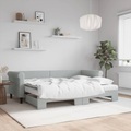vidaXL, vidaXL Tagesbett Ausziehbar mit Matratzen Hellgrau 80x200 cm Samt