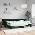 vidaXL, vidaXL Tagesbett Ausziehbar mit Matratzen Dunkelgrün 80x200 cm Samt