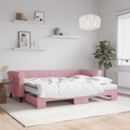 vidaXL, vidaXL Tagesbett Ausziehbar mit Matratzen Rosa 80x200 cm Samt