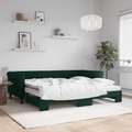 vidaXL, vidaXL Tagesbett Ausziehbar mit Matratzen Dunkelgrün 90x200 cm Samt