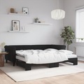 vidaXL, vidaXL Tagesbett Ausziehbar mit Matratzen Schwarz 90x200 cm Samt