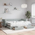 vidaXL, vidaXL Tagesbett Ausziehbar mit Schubladen Hellgrau 80x200 cm Samt