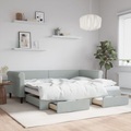 vidaXL, vidaXL Tagesbett Ausziehbar mit Schubladen Hellgrau 90x200 cm Samt