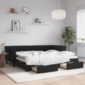 vidaXL, vidaXL Tagesbett Ausziehbar mit Schubladen Schwarz 90x200 cm Samt