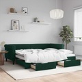 vidaXL, vidaXL Tagesbett Ausziehbar mit Schubladen Dunkelgrün 90x200 cm Samt