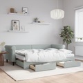vidaXL, vidaXL Tagesbett Ausziehbar mit Schubladen Hellgrau 80x200 cm Samt