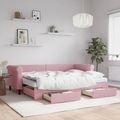 vidaXL, vidaXL Tagesbett Ausziehbar mit Schubladen Rosa 80x200 cm Samt