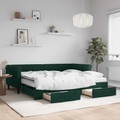 vidaXL, vidaXL Tagesbett Ausziehbar mit Schubladen Dunkelgrün 90x200 cm Samt