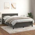 vidaXL, vidaXL Boxspringbett mit Matratze Dunkelgrau 140x200 cm Samt