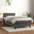 vidaXL, vidaXL Boxspringbett mit Matratze Dunkelgrau 90x200 cm Samt