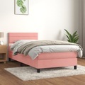 vidaXL, vidaXL Boxspringbett mit Matratze Rosa 90x200 cm Samt
