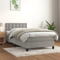vidaXL, vidaXL Boxspringbett mit Matratze Hellgrau 100x200 cm Samt