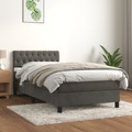 vidaXL, vidaXL Boxspringbett mit Matratze Dunkelgrau 100x200 cm Samt