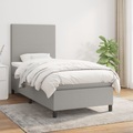 vidaXL, vidaXL Boxspringbett mit Matratze Hellgrau 100x200 cm Stoff