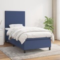 vidaXL, vidaXL Boxspringbett mit Matratze Blau 90x200 cm Stoff