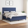 vidaXL, vidaXL Boxspringbett mit Matratze Blau 160x200 cm Stoff