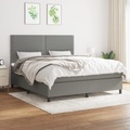vidaXL, vidaXL Boxspringbett mit Matratze Dunkelgrau 180x200 cm Stoff