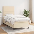 vidaXL, vidaXL Boxspringbett mit Matratze Creme 100x200 cm Stoff
